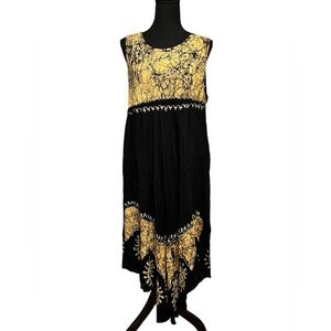 Mamta Plus Size Black and yellow flowy dress